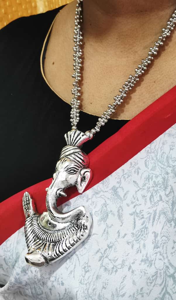 A2 Fashion Oxidized Silver/German Silver Divine Lord Ganesha/Vinayak/Ganpati Necklace