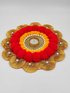 A2 Fashion Decorative Pompom candle holder/Pompom Rangoli/Diwali Decoration