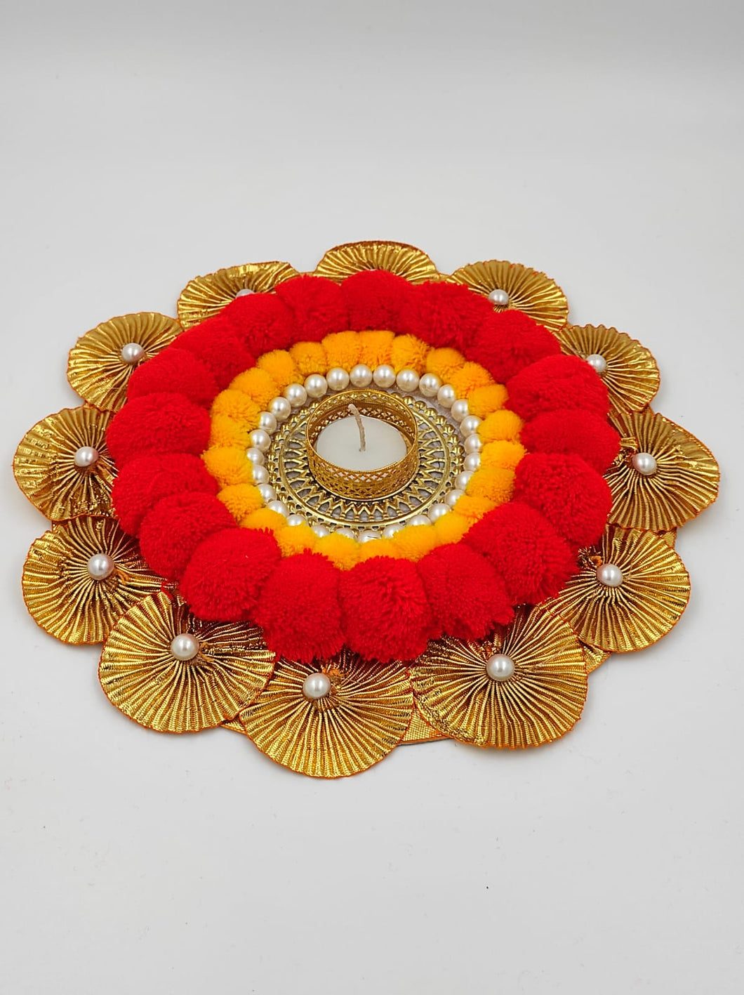 A2 Fashion Decorative Pompom candle holder/Pompom Rangoli/Diwali Decoration