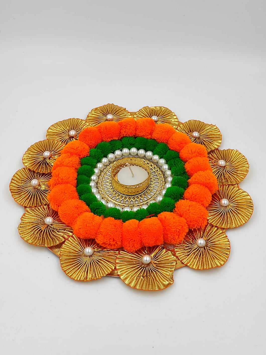 A2 Fashion Decorative Pompom candle holder/Pompom Rangoli/Diwali Decoration