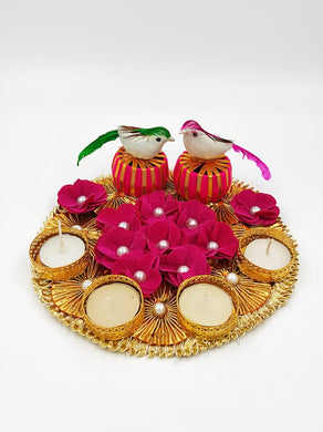 A2 Fashion Diwali Decorative Floral Gota Patti Candle Holder