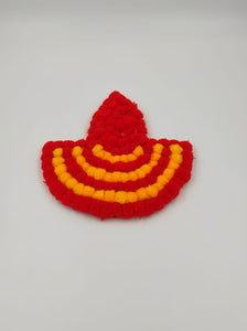 A2 Fashion Colourfull Pompom Diya Rangoli (Set of 3)