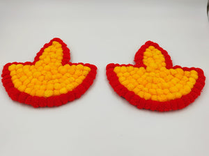 A2 Fashion Colourfull Pompom Diya Rangoli (Set of 3)