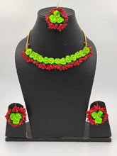 Load image into Gallery viewer, A2 Fashion Red Green Flower Jewellery Set/Artificial Flower Jewellery set/ Flower Jewellery Set