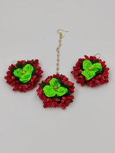 Load image into Gallery viewer, A2 Fashion Red Green Flower Jewellery Set/Artificial Flower Jewellery set/ Flower Jewellery Set