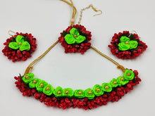 Load image into Gallery viewer, A2 Fashion Red Green Flower Jewellery Set/Artificial Flower Jewellery set/ Flower Jewellery Set