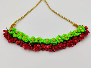 A2 Fashion Red Green Flower Jewellery Set/Artificial Flower Jewellery set/ Flower Jewellery Set