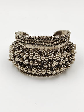 A2 Fashion Tribal Inspirations Oxidized Silver Oval Bracelet With Ghungroo