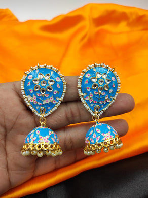 A2 Fashion Ethnic Gold Plated Kundan Meenakari Jhumki /Jhumka Earrings