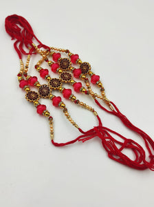 A2 Fashion Wooden Plated Om Beaded Rakhi