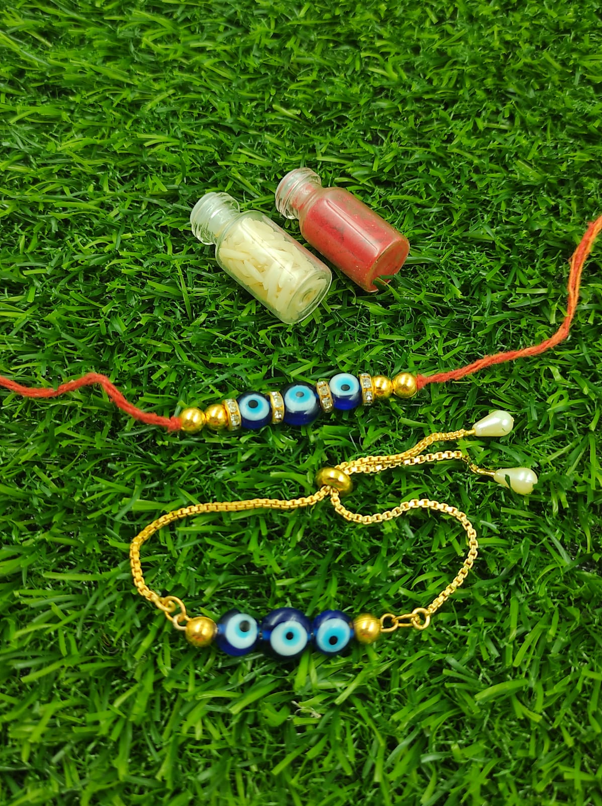 Colorful Evil-Eye Beads Rakhi | NRIRAKHI