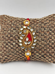 A2 Fashion Designer Kundan Gotapatti  Bhaiya Bhabhi Rakhi/Couple Rakhi Set/Rakhi Lumba Set