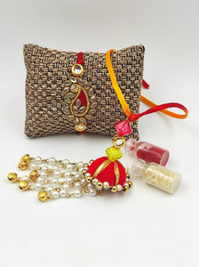 A2 Fashion Designer Kundan Gotapatti  Bhaiya Bhabhi Rakhi/Couple Rakhi Set/Rakhi Lumba Set