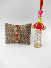 Load image into Gallery viewer, A2 Fashion Designer Kundan Gotapatti  Bhaiya Bhabhi Rakhi/Couple Rakhi Set/Rakhi Lumba Set