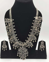 Load image into Gallery viewer, A2 Fashion Oxidized Silver Long Statement Necklace And Earring set