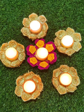 A2 Fashion Designer Handcrafted Floral Candle Holders(Set of 6)