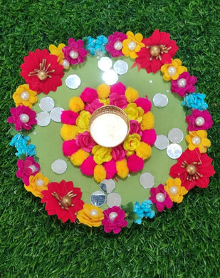 A2 Fashion Designer Handcrafted Floral Candle Holder Rangoli Diwali Decoration