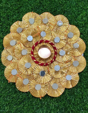 A2 Fashion Designer Handcrafted Gota Mirror Work Candle Holder Rangoli Diwali Decoration