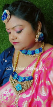 Load image into Gallery viewer, A2 Fashion Bridal Blue Floral jewellery Set/Mehndi,Haldi Jewellery Set