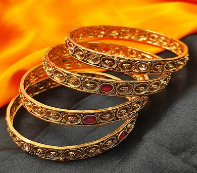 A2 Fashion Shimmering Stone Studded Bangles(Set Of 4)